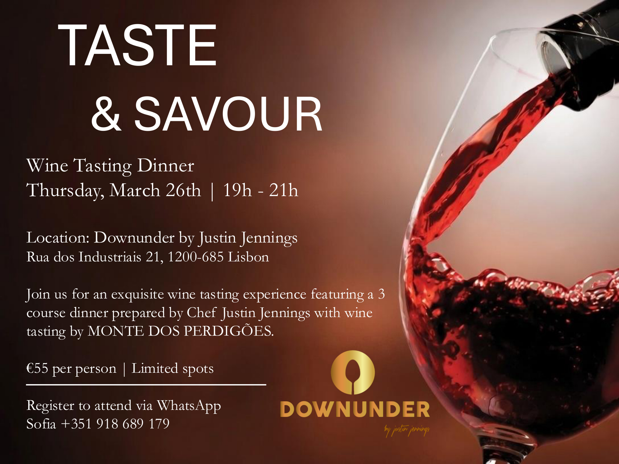 Best wine dinner in Lisbon — Taste and Savour event at Downunder
